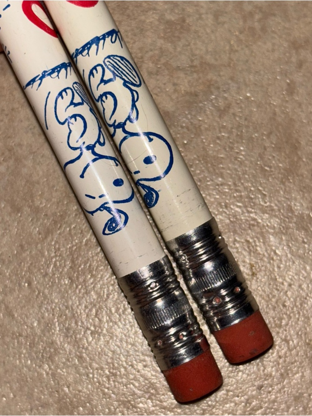 Pair of Vintage 1958/1965 Snoopy Peanuts Jumbo Numbers Pencils